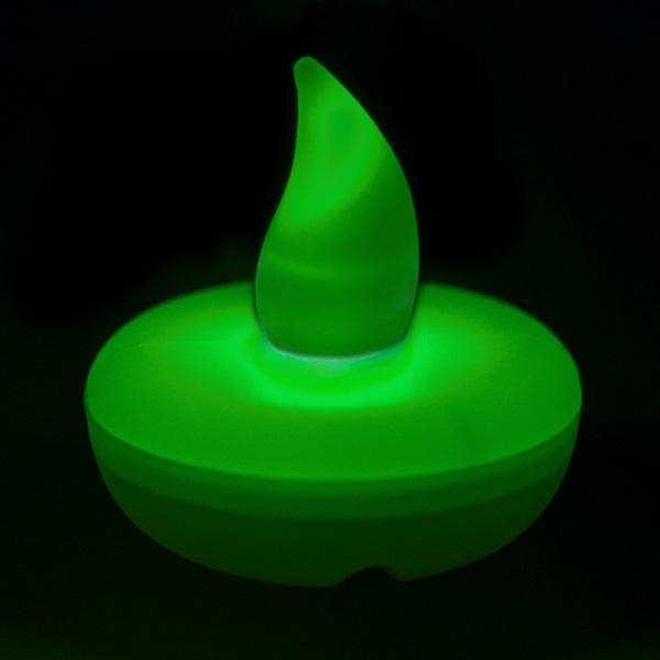 Green LED Floater, Available In Flicker/ Non-Flicker - Pack of 12 - IntelliWick