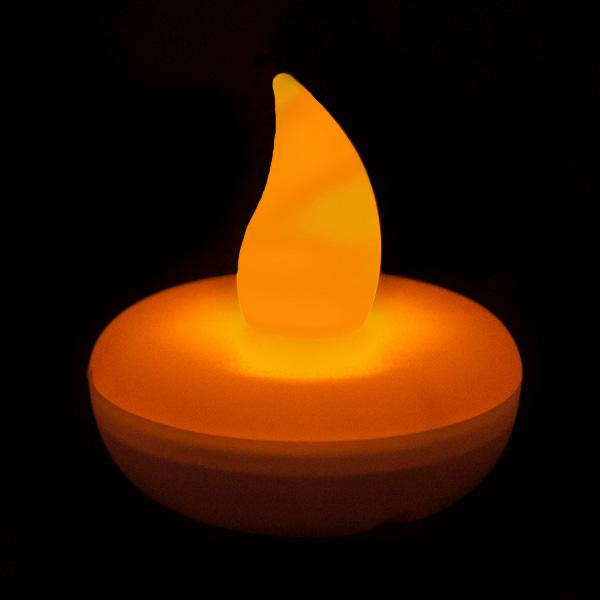Orange LED Floater, Available In Flicker/ Non-Flicker - Pack of 12 - IntelliWick